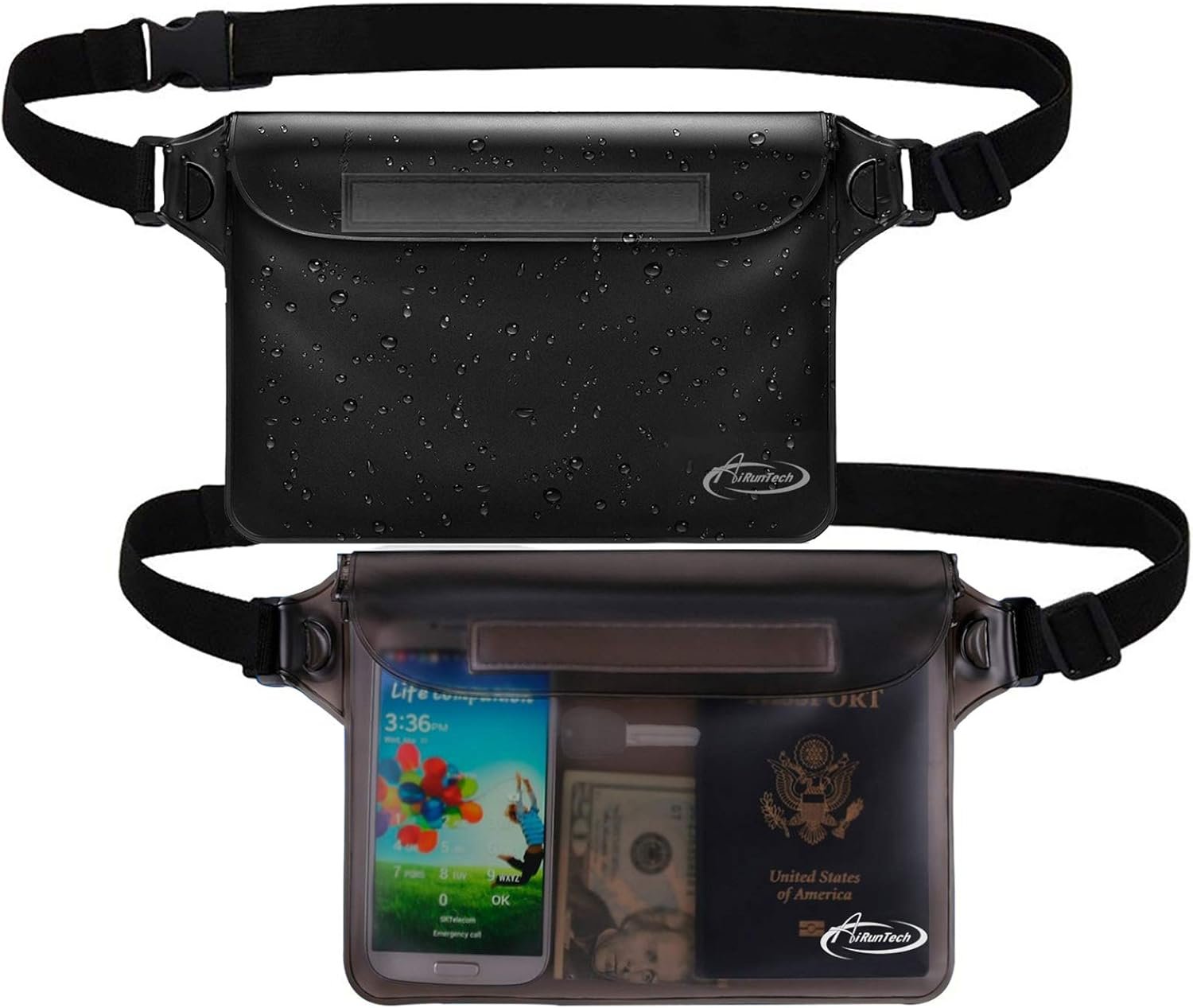 AiRunTech Waterproof Fanny Pack,Phone Pouch Dry Bag for Passport Wallet Purse,Floating Waterproof Bags for Travel Beach Swimming Kayaking Boating Cruise Accessories