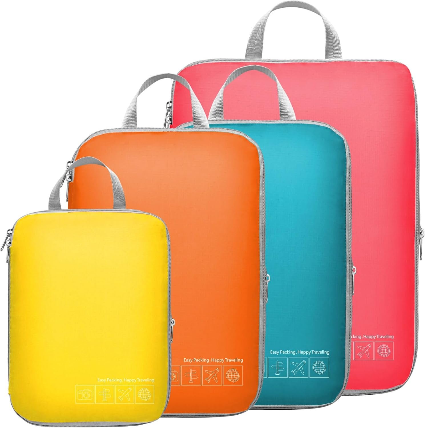 Cambond Compression Packing Cubes for Travel – 4 Set Organizer, Multi-color