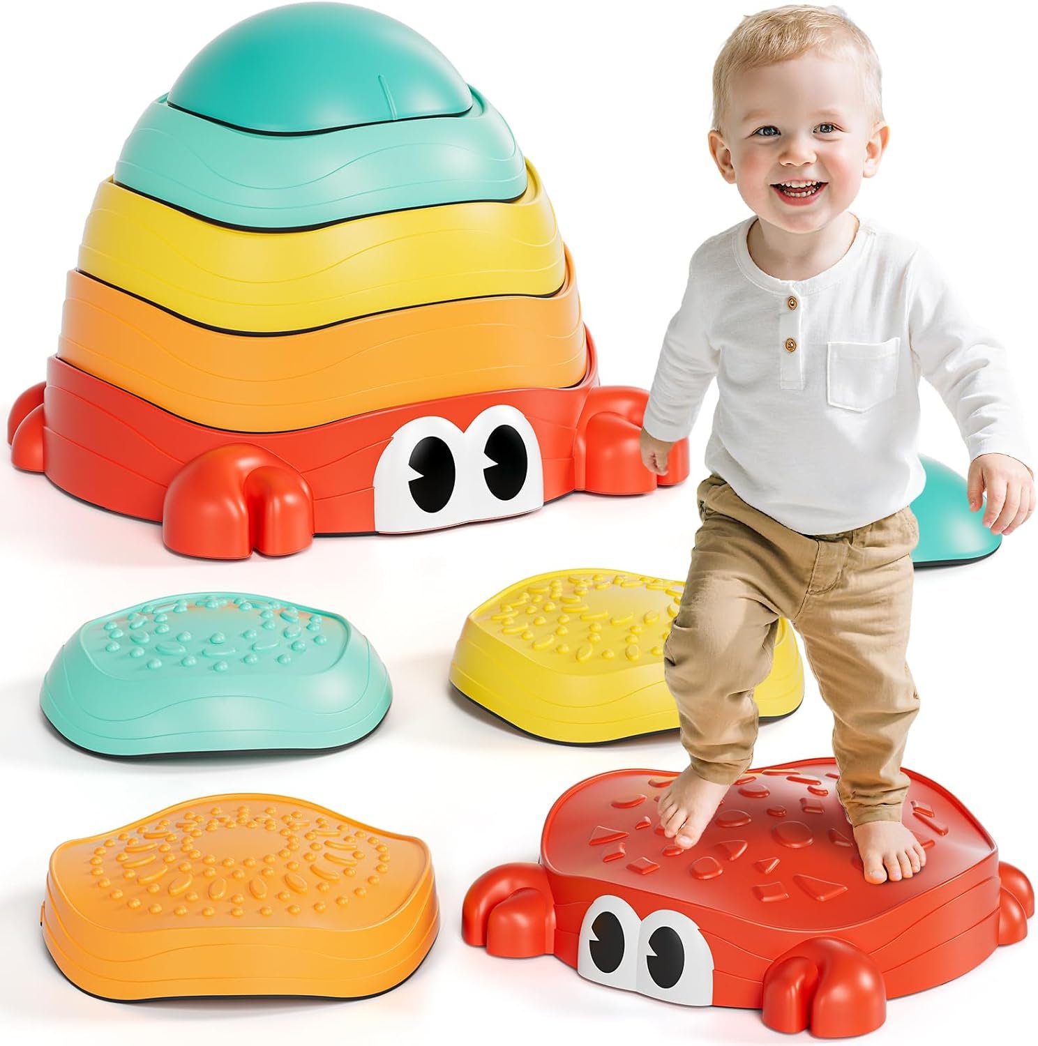 Lehoo Castle Crab Stepping Stones for Kids, Toddler Sensory Toys