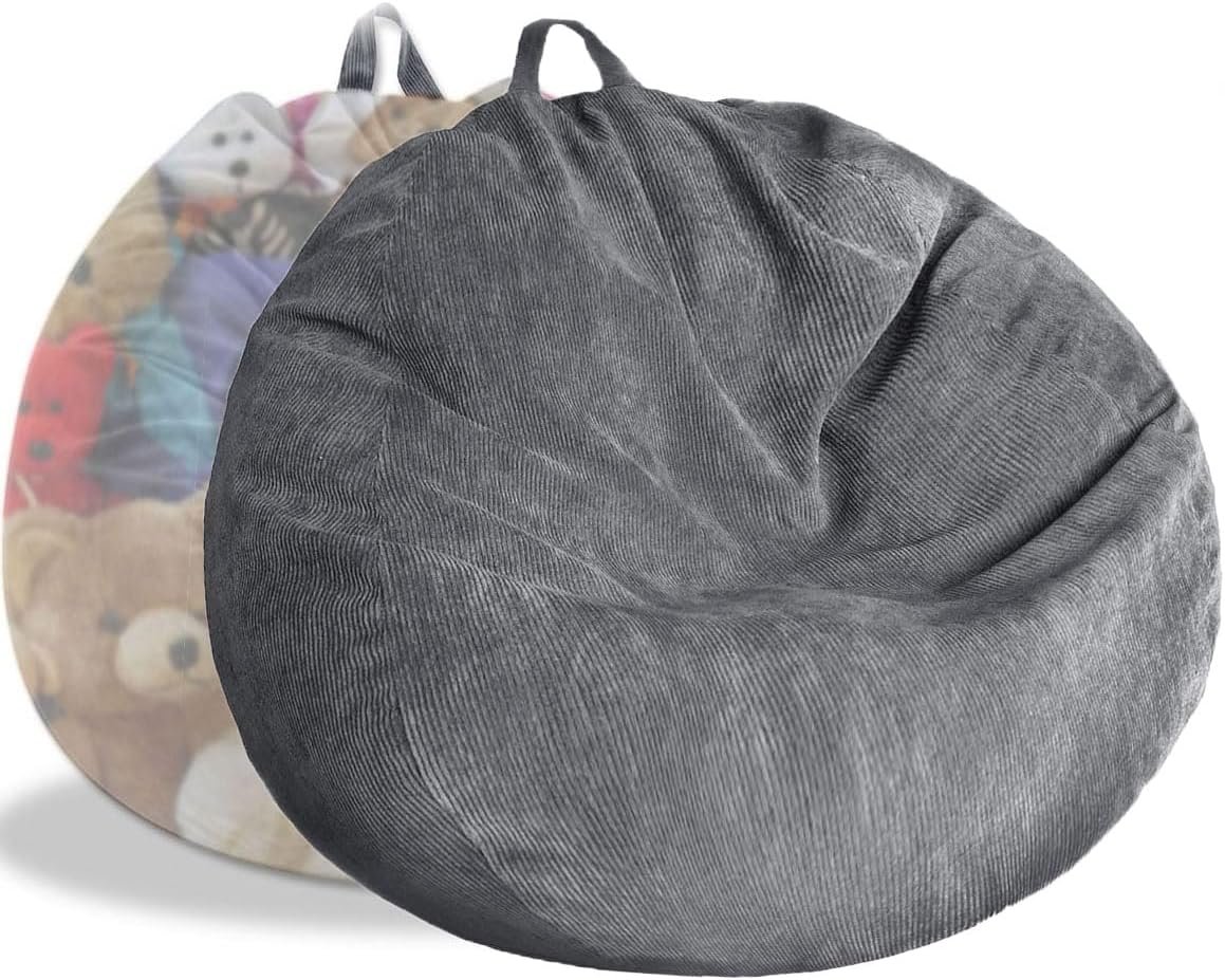 Stuffed Animal Storage Bean Bag Chair Cover (No Filler) Washable