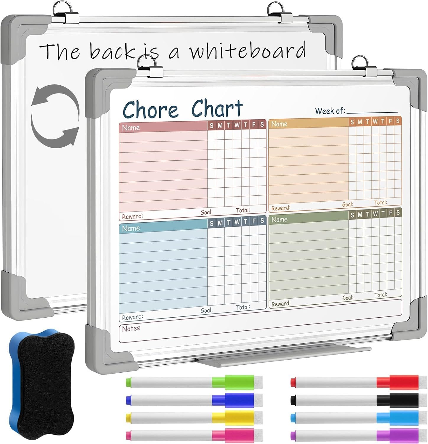 Lincia 16×12 in Chore Chart with Dry Erase, 4 Colors, Multiple Kids
