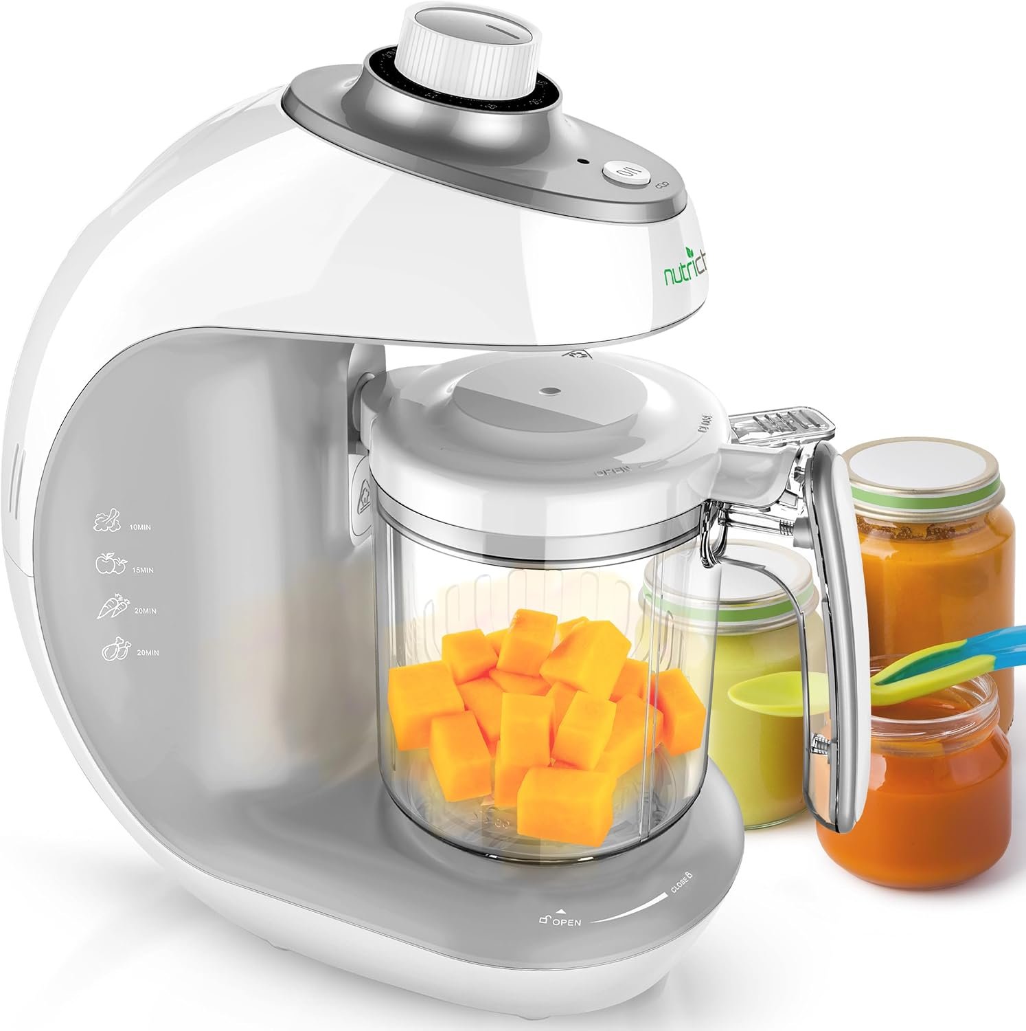 NutriChef Baby Food Maker | 2-in-1 Steam Cooker & Puree Blender | Adjustable Steam Timer | Blend Organic Food for Babies, Infants & Toddlers | Includes Dishwasher Safe Steam Basket & Bowl