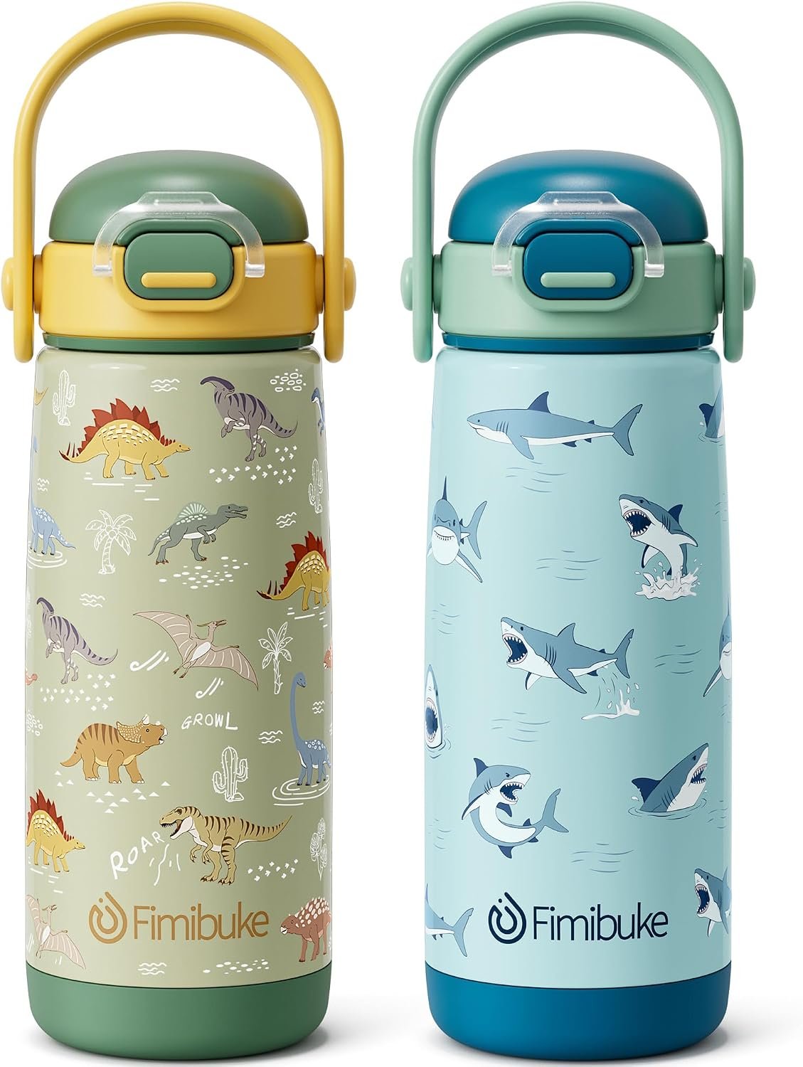 Fimibuke 18oz Kids Water Bottle Insulated Stainless Steel Toddler Cup 2 PCS
