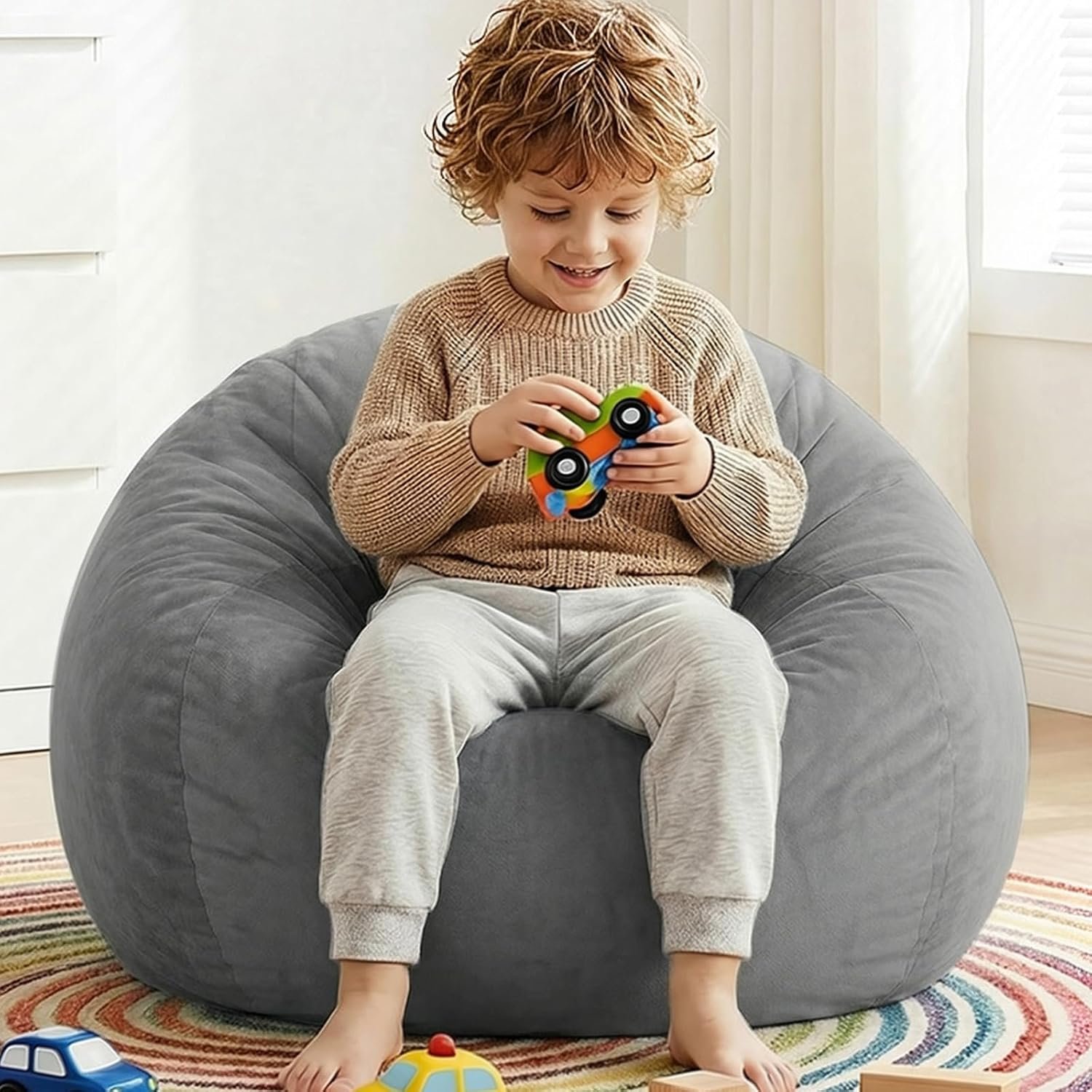 Stuffed Animal Storage Bean Bag Chair Cover, No Filler Bean Bag Cover