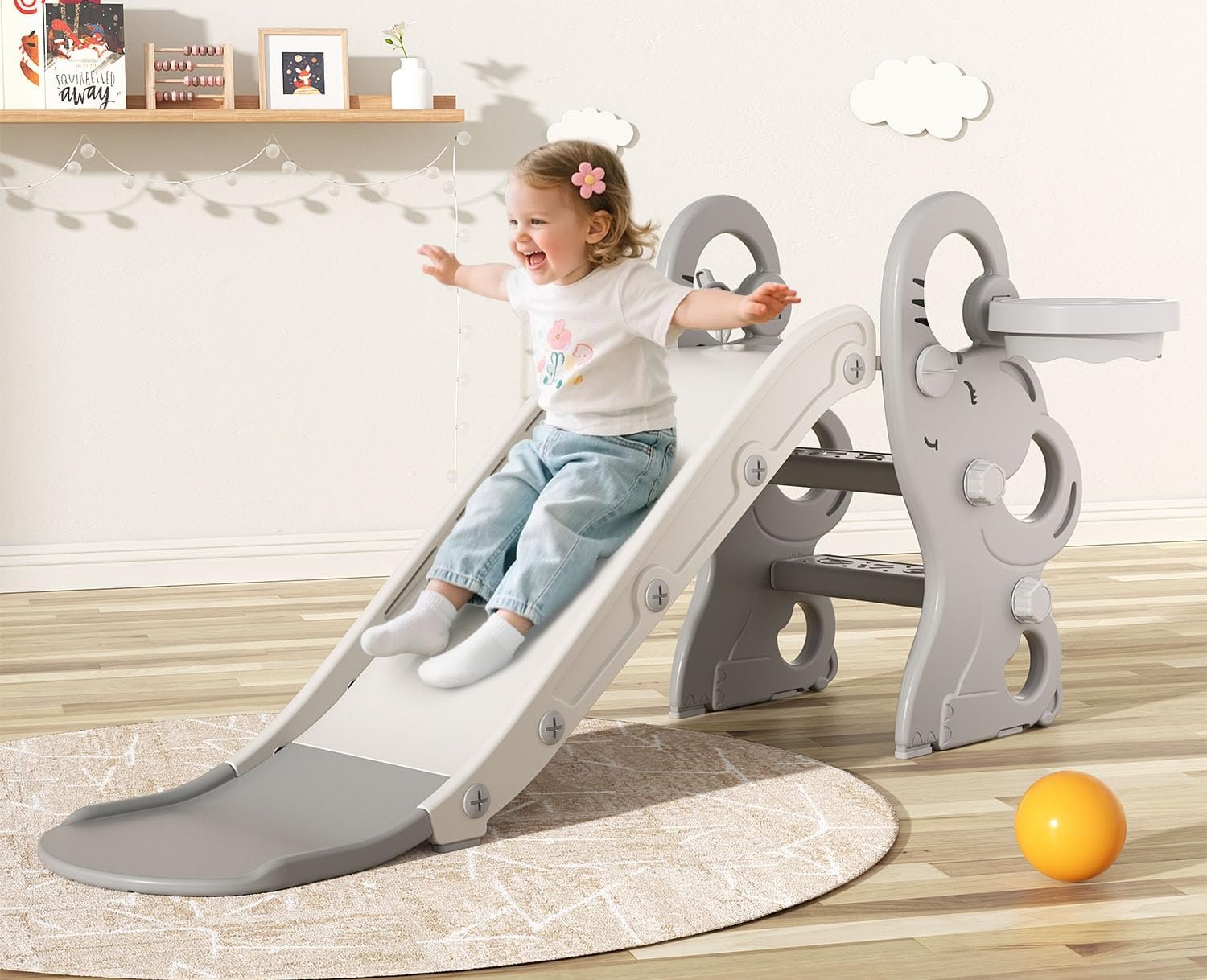 Babytronic Toddler Slide for Toddlers Aged 1-3 Indoor Outdoor Playset Gray