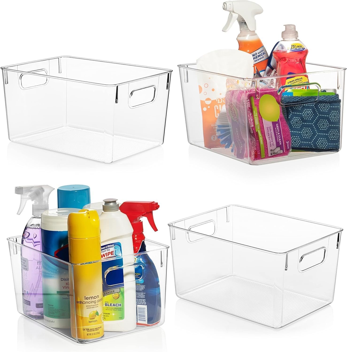 ClearSpace Clear Plastic Storage Bins – Pantry Organizers & Storage Containers, Cabinet Organizer – Home Organization Must Haves for Kitchen, Laundry Room, Office, Closet, Garage & Freezer