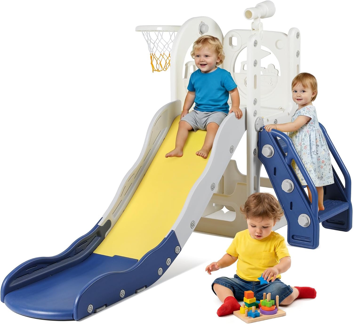 6 in 1 Toddler Slide Climber Playset for Kids Boy Girl 1-3 Indoor Outdoor