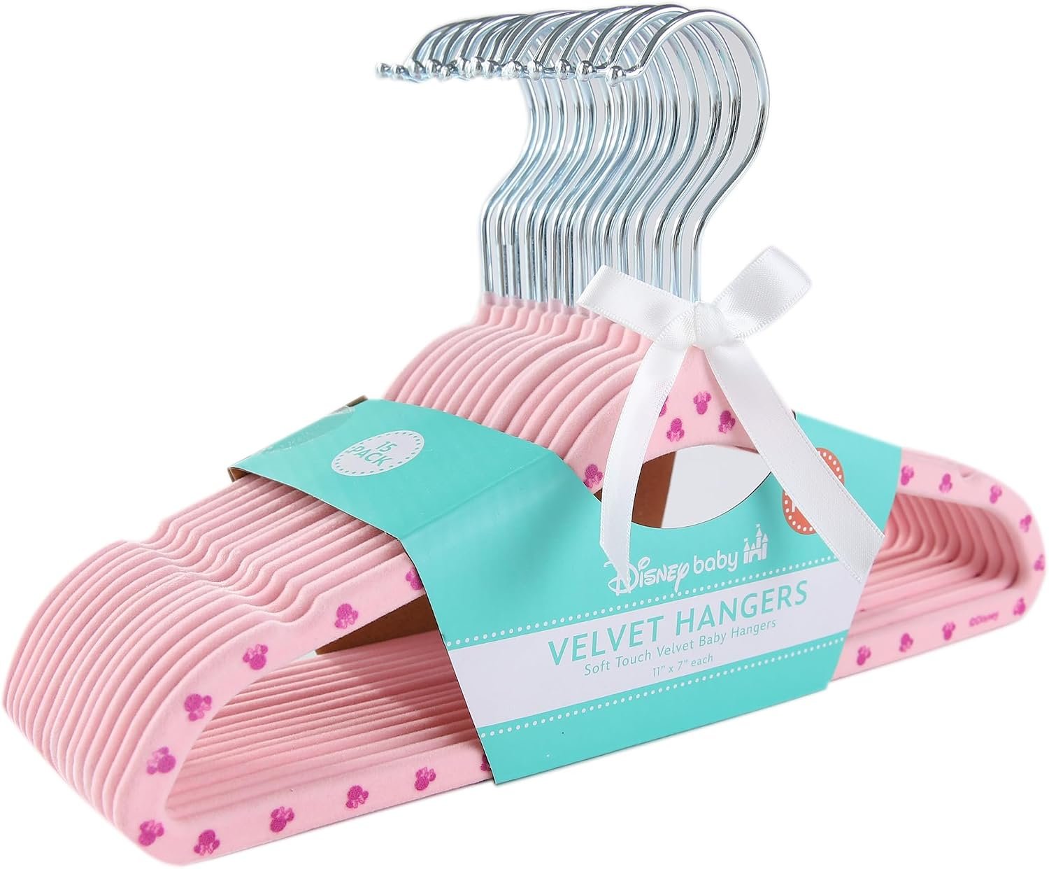 Disney Minnie Mouse All Over Print Velvet Kids Hangers 15 Pack Non Slip Space Saving Clothes Hanger for Little Kids