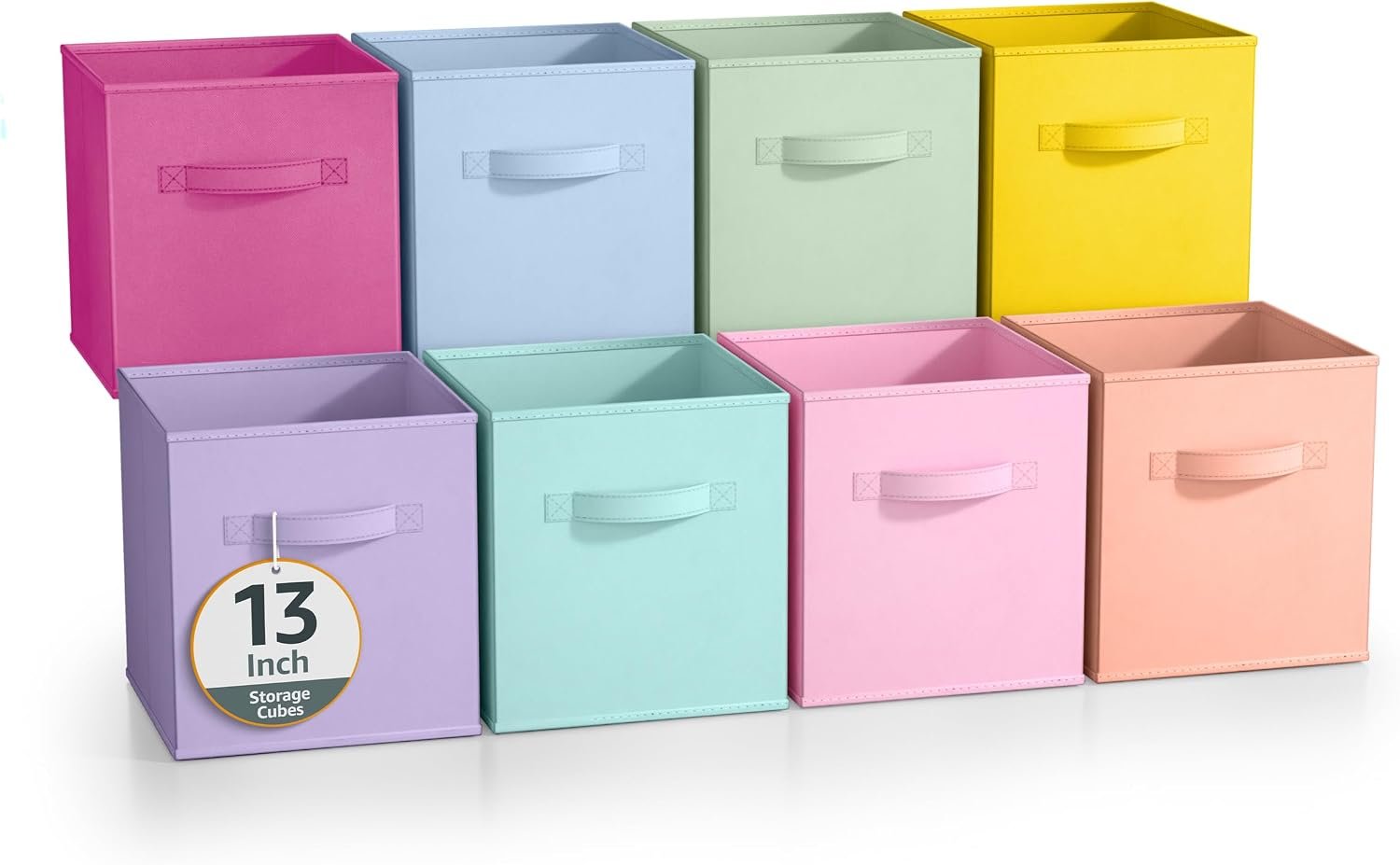 Sorbus 8-Pack Storage Cubes, Collapsible Fabric Baskets (13″, Pastel)