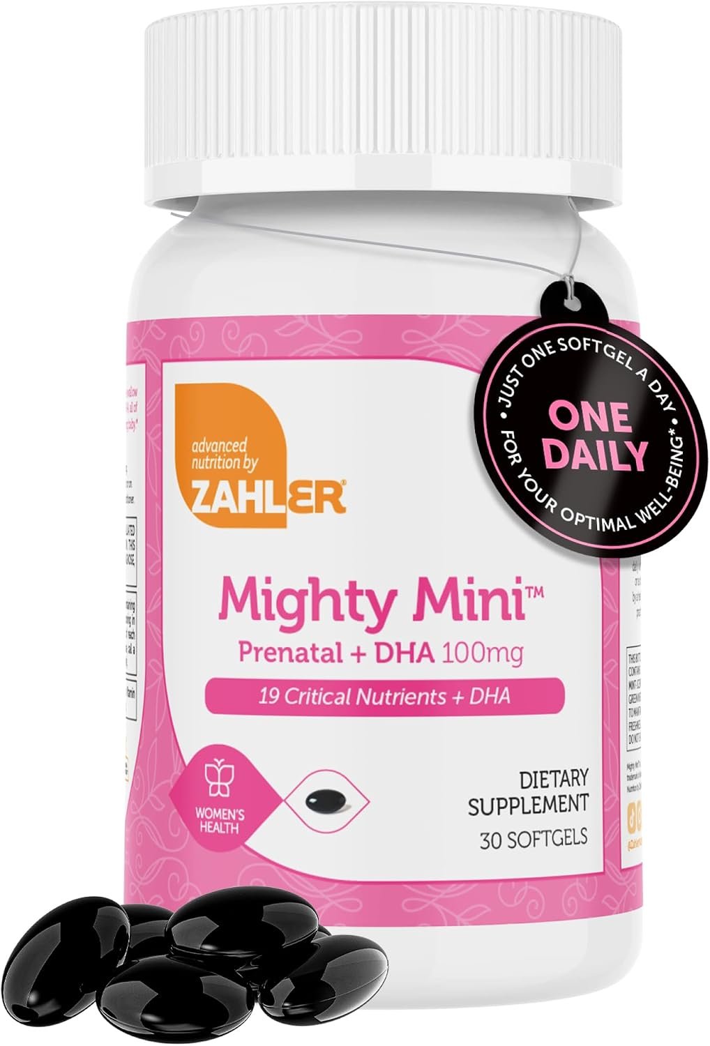 Zahler Mighty Mini Prenatal Vitamin with DHA & Folate – Certified Kosher – All Natural Prenatal Vitamins – Multivitamin for Pregnant Women – 19 Prenatal Vitamins Including Folic Acid (30 Softgels)