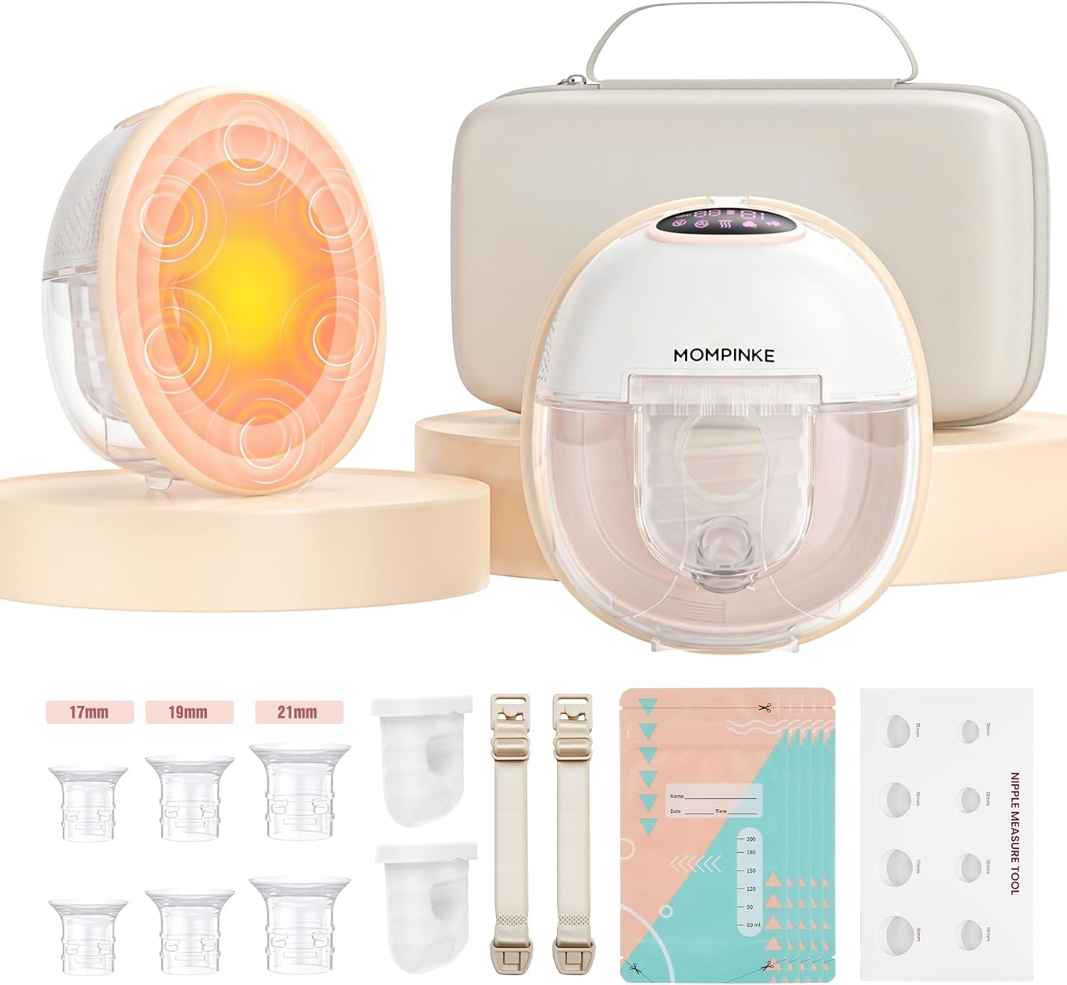 Heated Wearable Breast Pump W12, Hands Free Breast Pump with 5 Modes & 12 Levels, Quiet Leak-Proof Design, BPA-Free, 24mm Flange, Electric Breast Pump for Home/Work/Travel