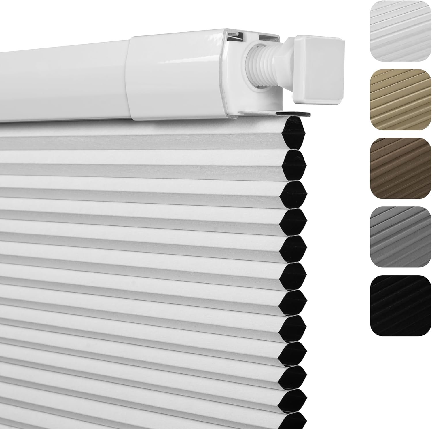 No Drill No Tools Blackout Cellular Shades,White,Custom Size