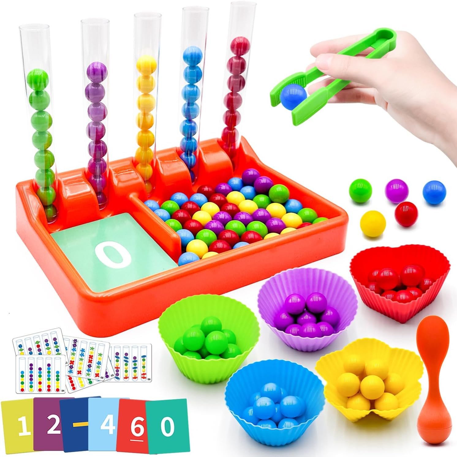 Counting and Color Sorting Toys for Toddlers, Clip Bead Matching