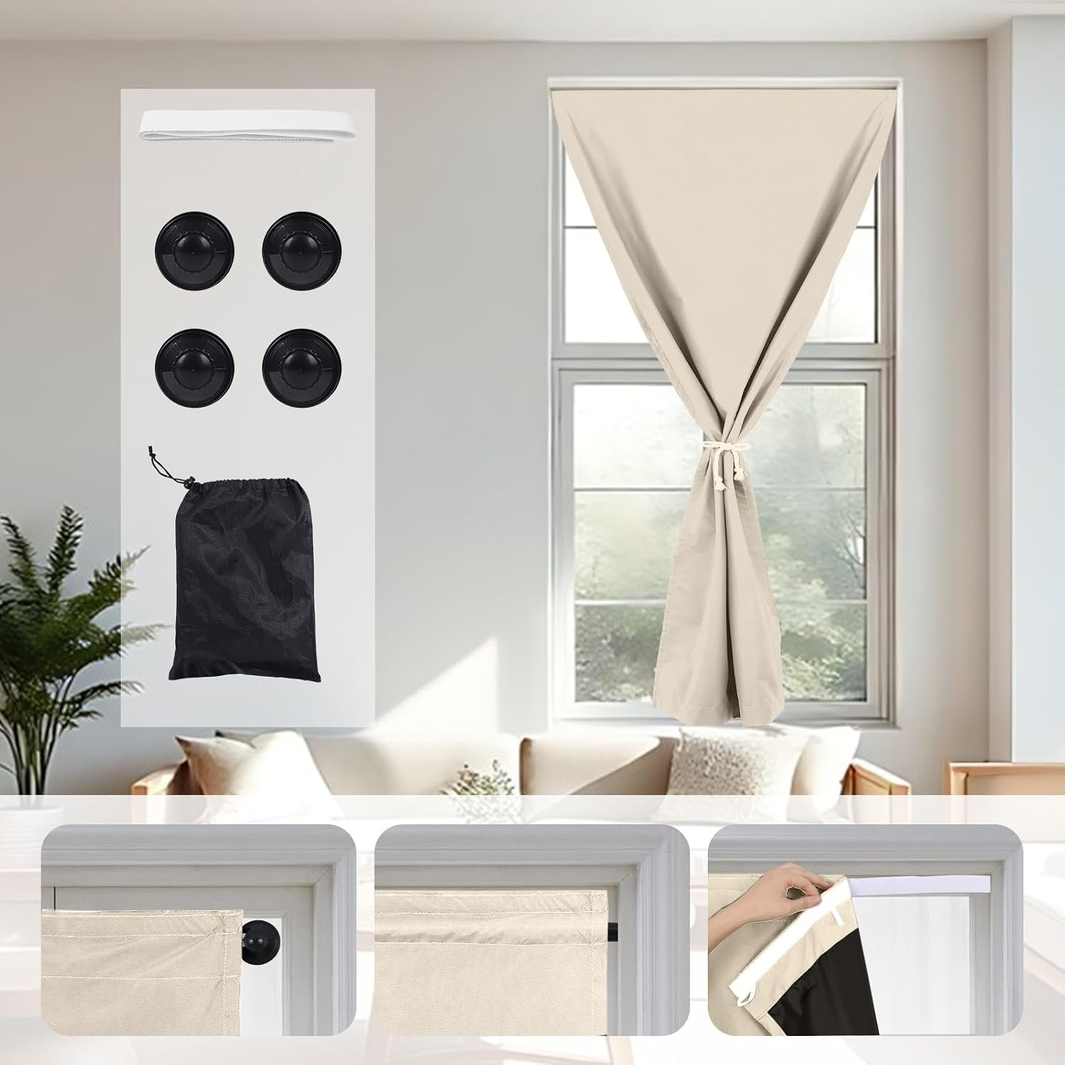 Portable Blackout Curtains with Suction Cups Stick on Travel Window Shade
