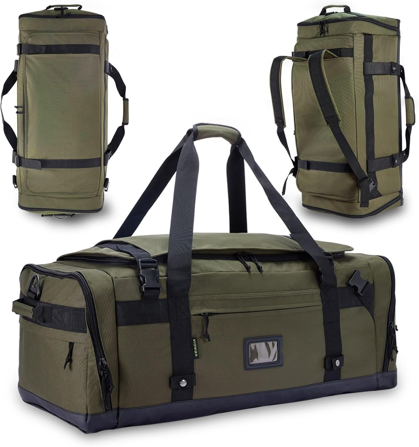 Large Duffle Bag for Travel – Men & Women, Foldable Gym Duffle Backpack, Heavy Duty Tactical Military Canvas Duffel Bags, Extra Big Carry On with Shoe Pockets, Waterproof (80L/103L)