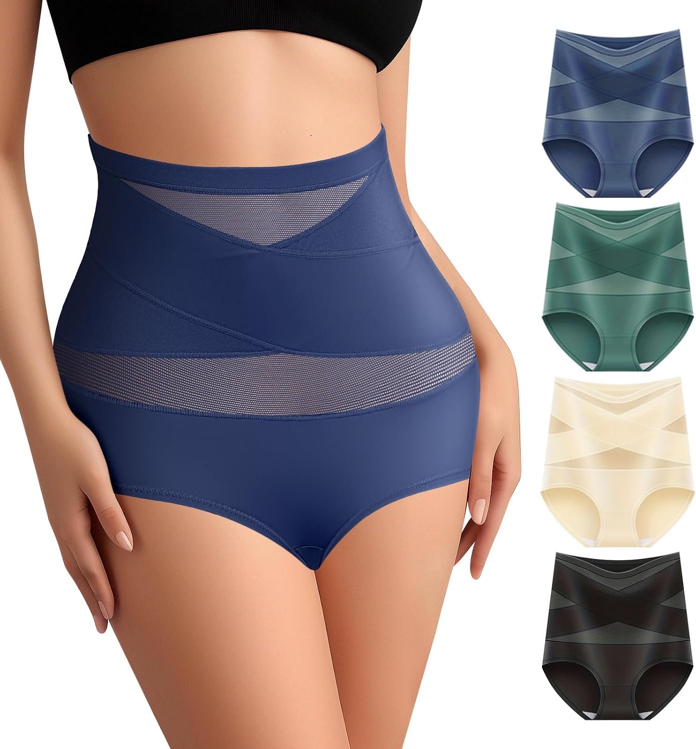 Women Tummy Control Underwear,High Waisted Shapewear Panties,Silky Soft Full Coverage Stretch Ladies Brief Multipack