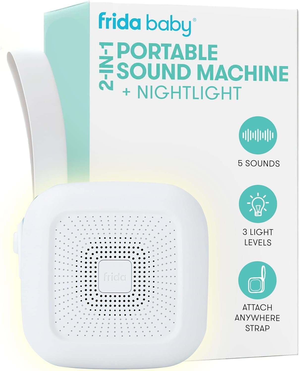 Frida Baby 2-in-1 Portable Sound Machine for Baby + Nightlight, White Noise