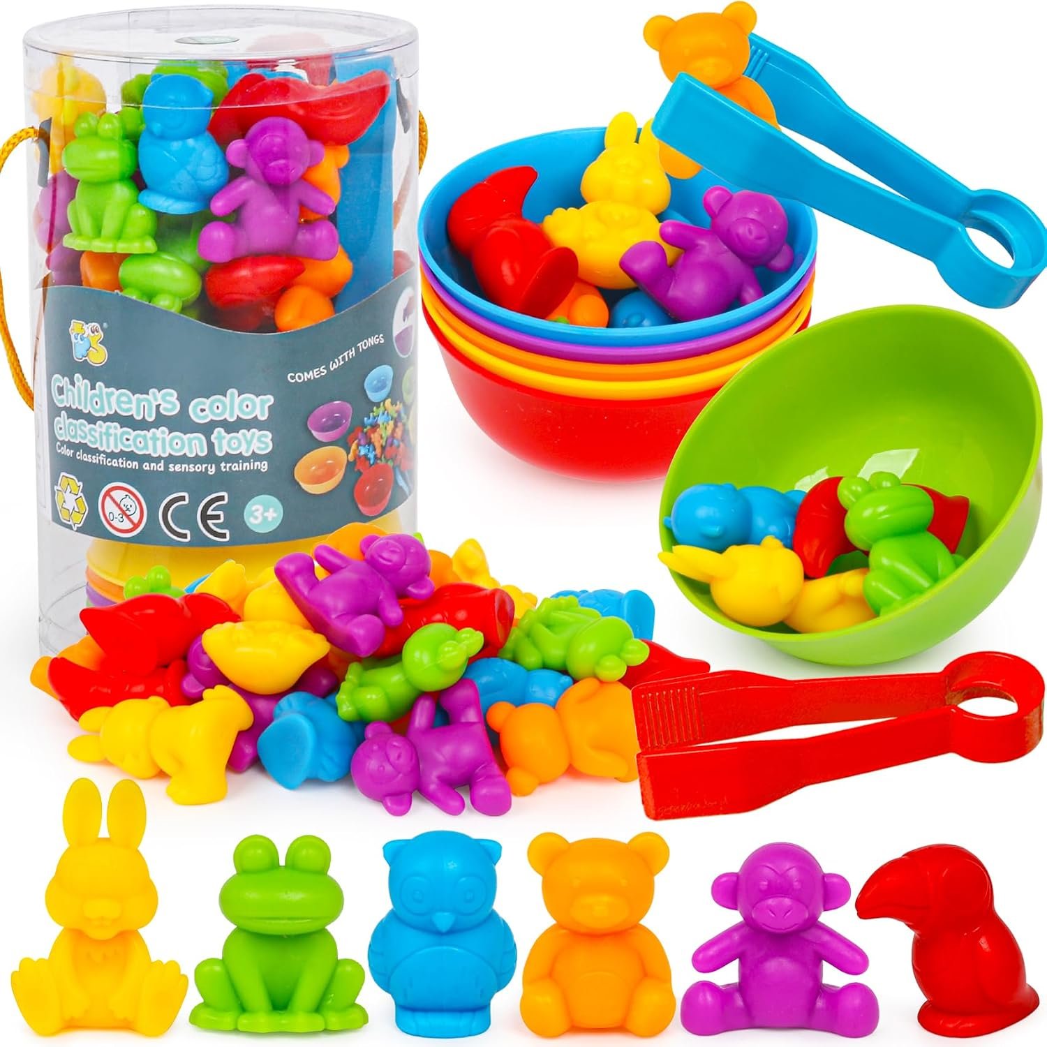 Color Sorting Toys for Kids,Counting Animals Matching Games Montessori Educational Preschol Learning Activities Sensory Traning Toys Gift for 3+ Year Old Boys Girls