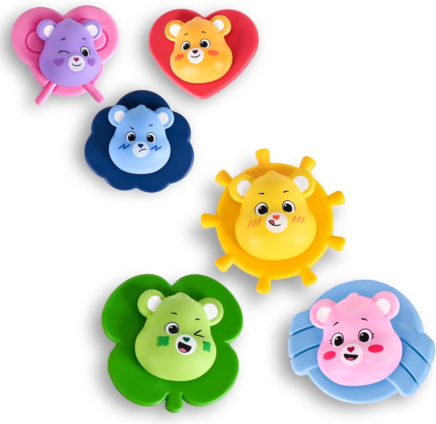 Care Bears Bath Spinners 3 Pack, Suction Cup Spinner Toys for Toddlers & Kids, Bath Toys for Tub, High Chair & Window Play, Styles May Vary