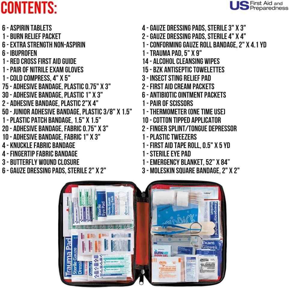 American Red Cross Officially Licensed Product, Deluxe All Purpose First Aid Kit, 299 Piece Emergency Medical Supplies to Treat Minor Injuries