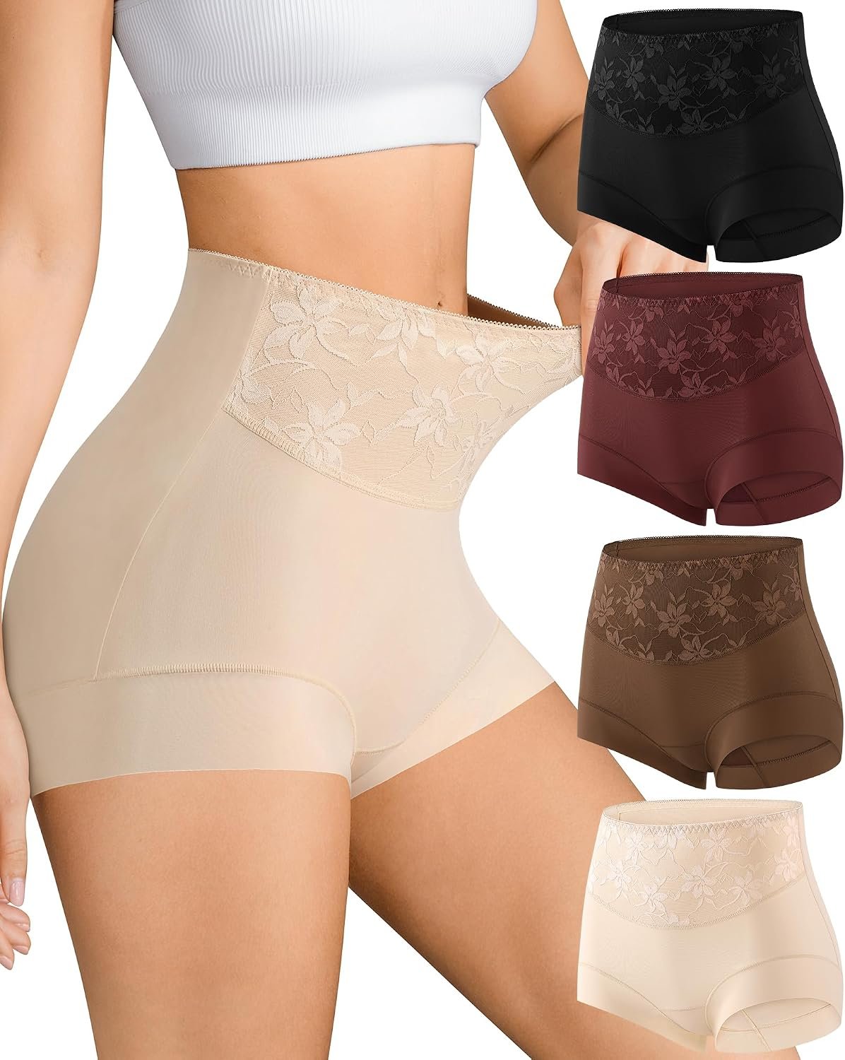 Maternity Seamless Underwear High Waisted Postpartum Briefs Lace Full Coverage No Show Panties Soft Stretchy Briefs