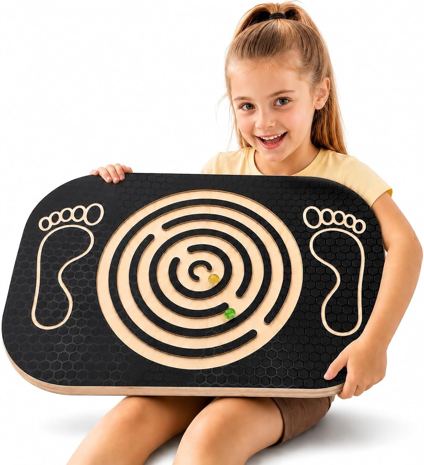 Wooden Balance Board Maze, Wobble Balance Board for Kids and Adults, for Core Strength Training, Leg Workout, Physical Therapy, Fitness, Skateboarding with Labyrinth