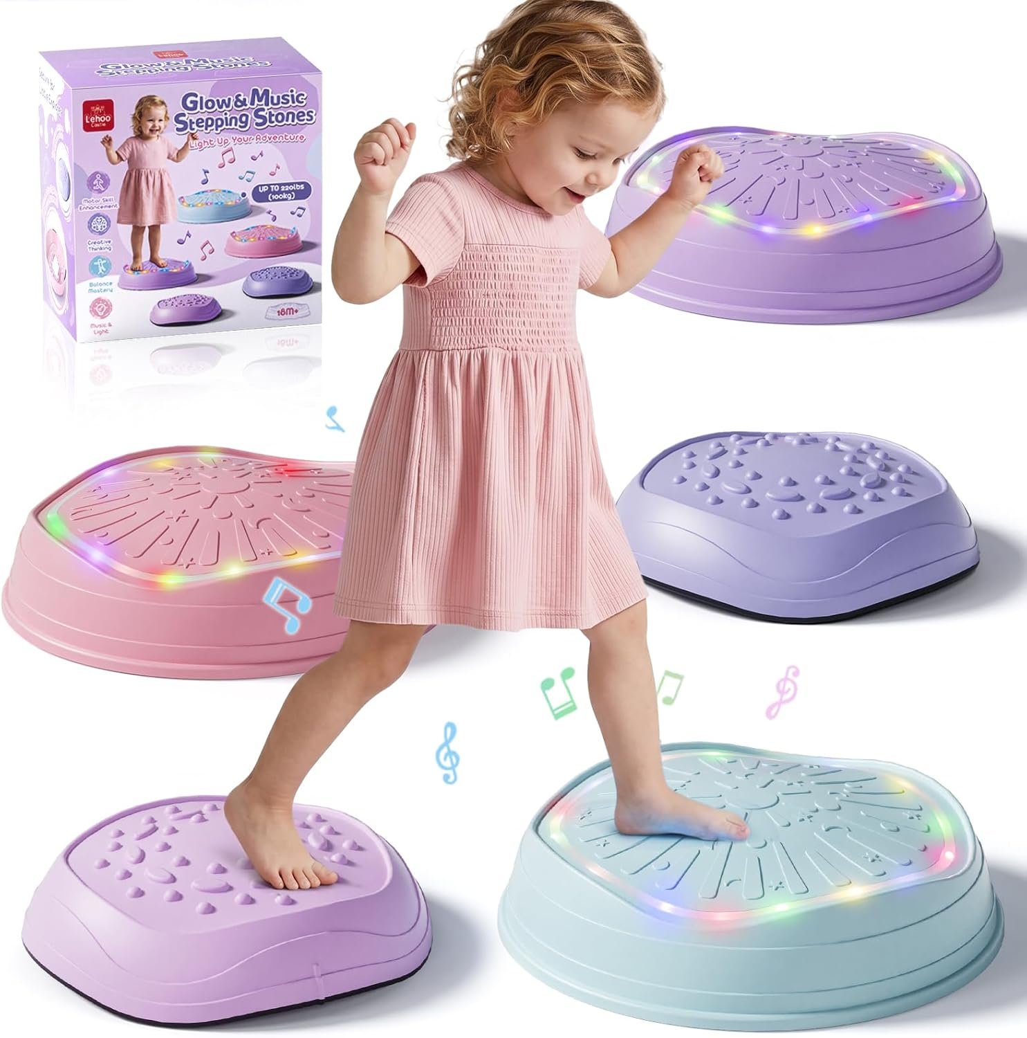 Lehoo Castle Musical Light Up Stepping Stones for Kids