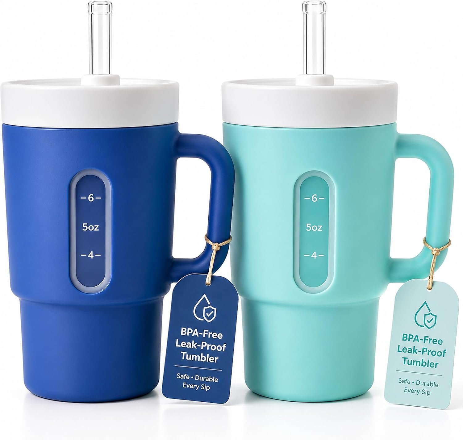 DeeCoo 7oz Silicone Sippy Cup with Straw, BPA-Free, 2-Pack