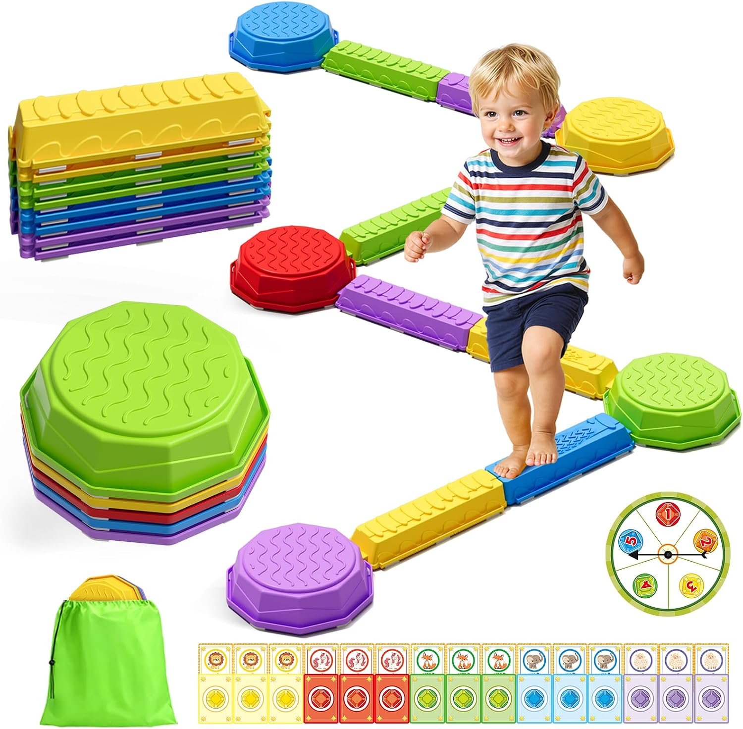 Wee Wonders Balance Beam Stepping Stones for Kids, Obstacle Course Toys