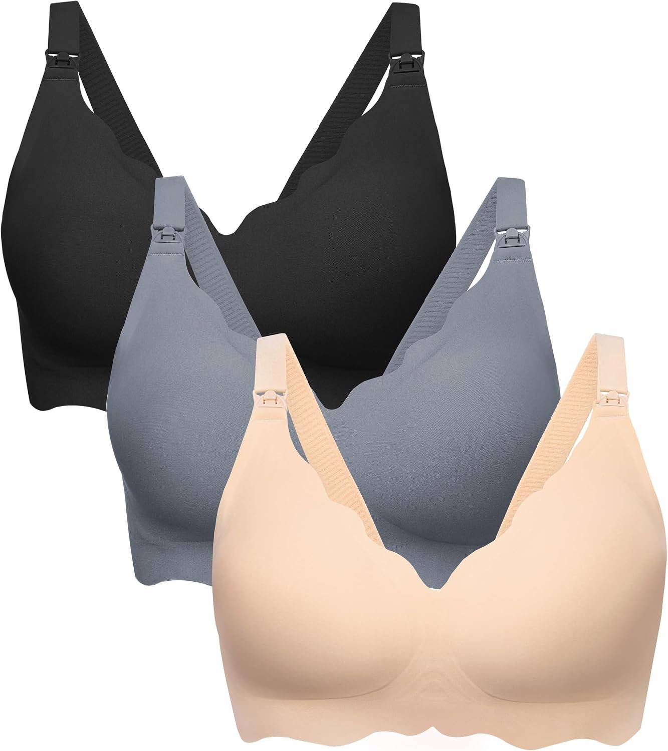 Angelhood Nursing Bras for Breastfeeding 3 Pack Seamless Maternity Bra