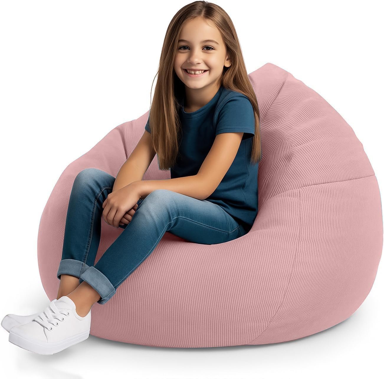 Stuffed Animal Bean Bag Storage Chair Cover for Kids Teens Adults (No Filler) Soft Washable Premium Corduroy Organizing Plush Toys Comfortable Organizer Keep Clutter with Premium Zipper Medium