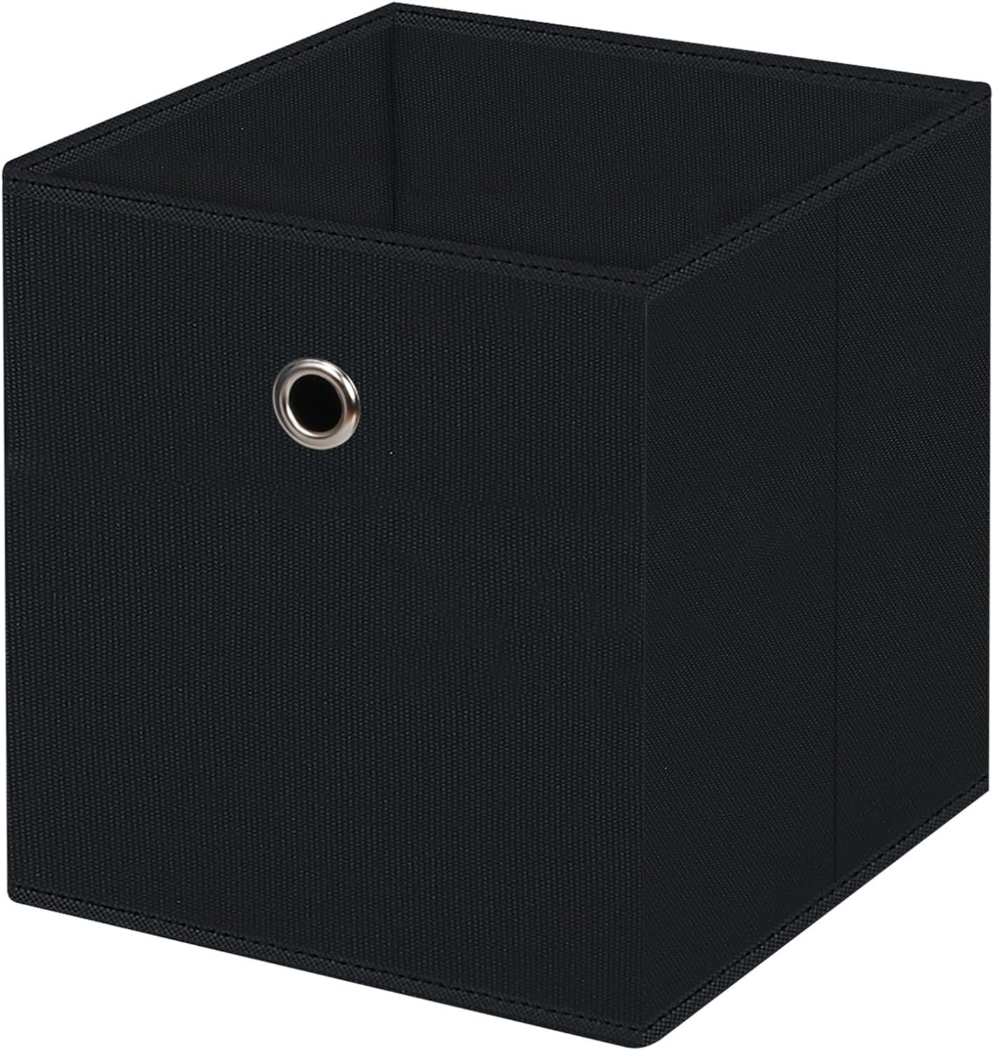 13 inch Record cubes storage bins,collapsible fabric storage cubes Decorative storage basket,apply to clothes organizer box,shelves in closet,laundry,daycare centers,offices,1 Pack(Black)