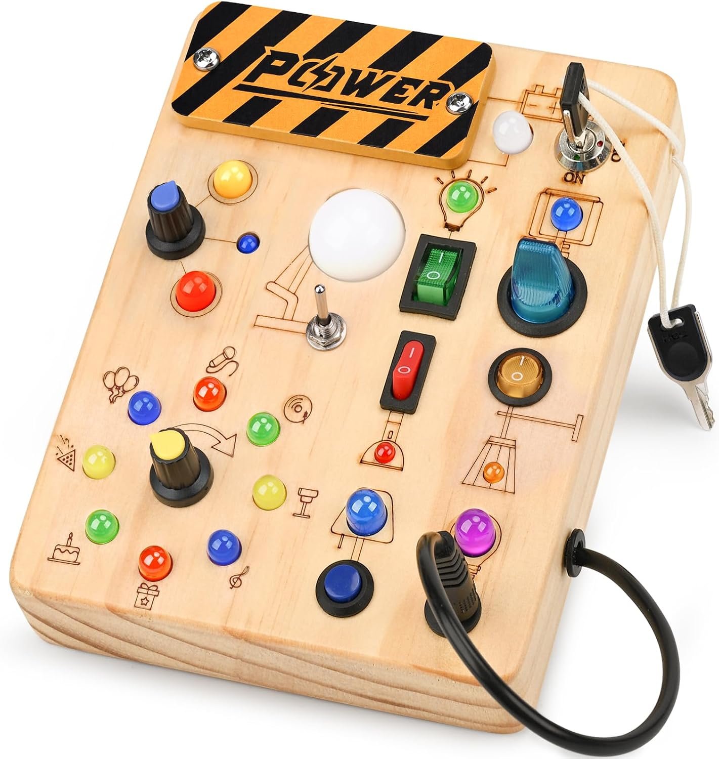 LED Busy Board for Toddlers – Montessori Sensory Toys for 1 2 3 Years Old