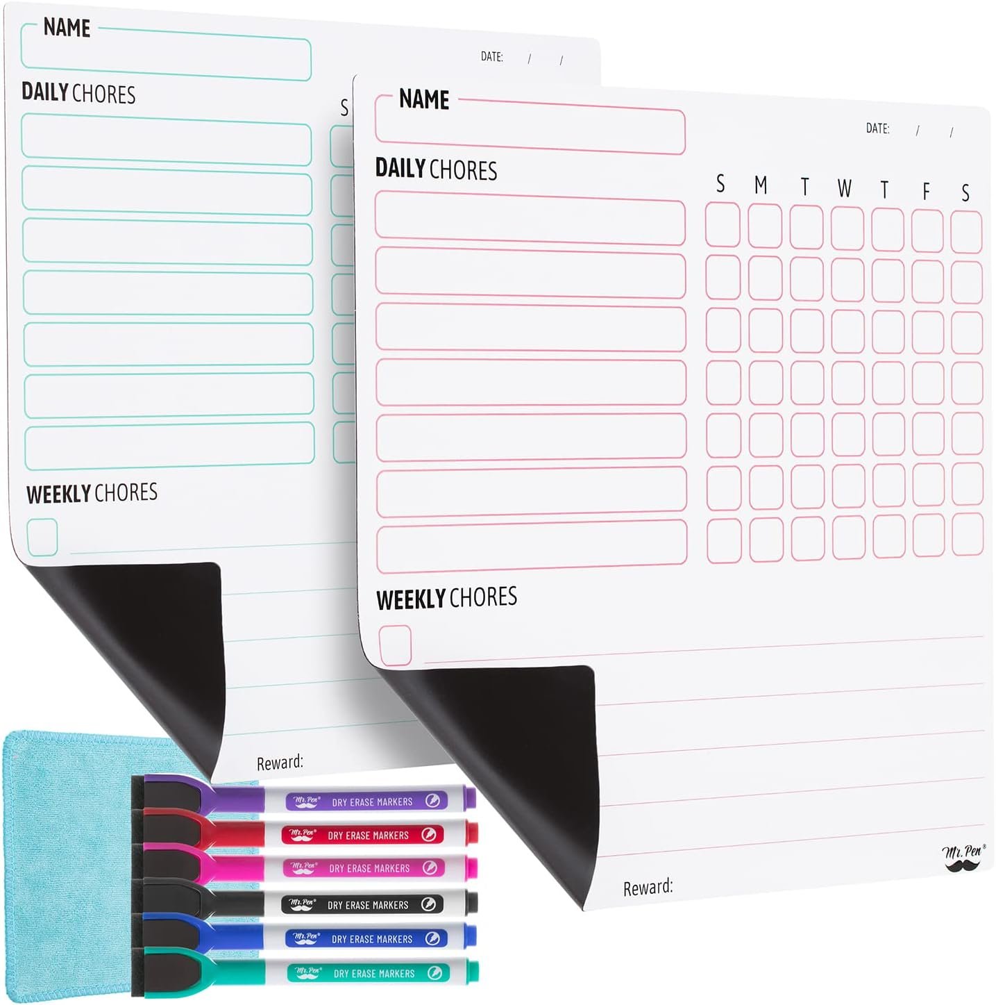 Mr. Pen- Magnetic Dry Erase Chore Chart for Fridge, 10″x10″, 2 Pack