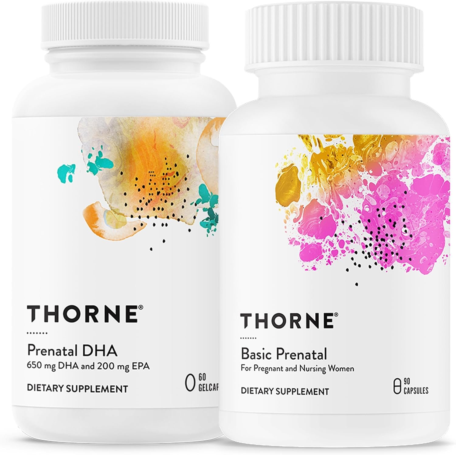 THORNE – Comprehensive Prenatal Bundle: Women’s Basic Prenatal Multi & DHA – Baby’s Brain, Health Support – 30 Servings