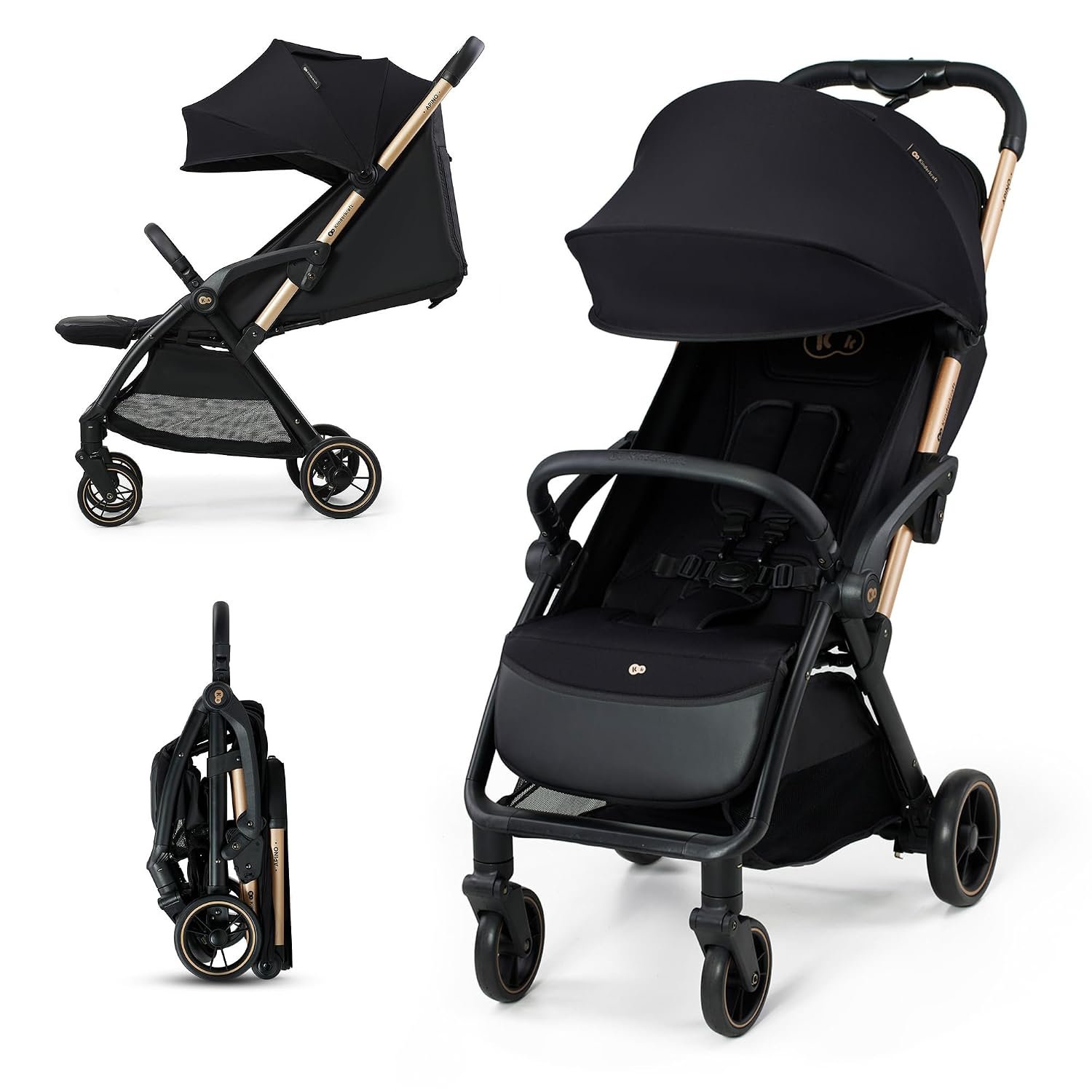 Kinderkraft APINO Lightweight Stroller, Auto Folding, Black