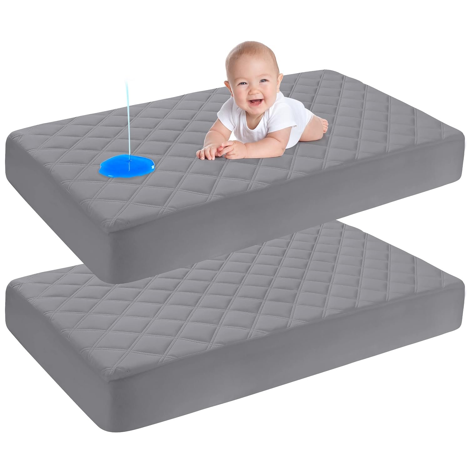 Yoofoss Waterproof Crib Mattress Protector Sheets Fitted 2 Pack 52”x28”