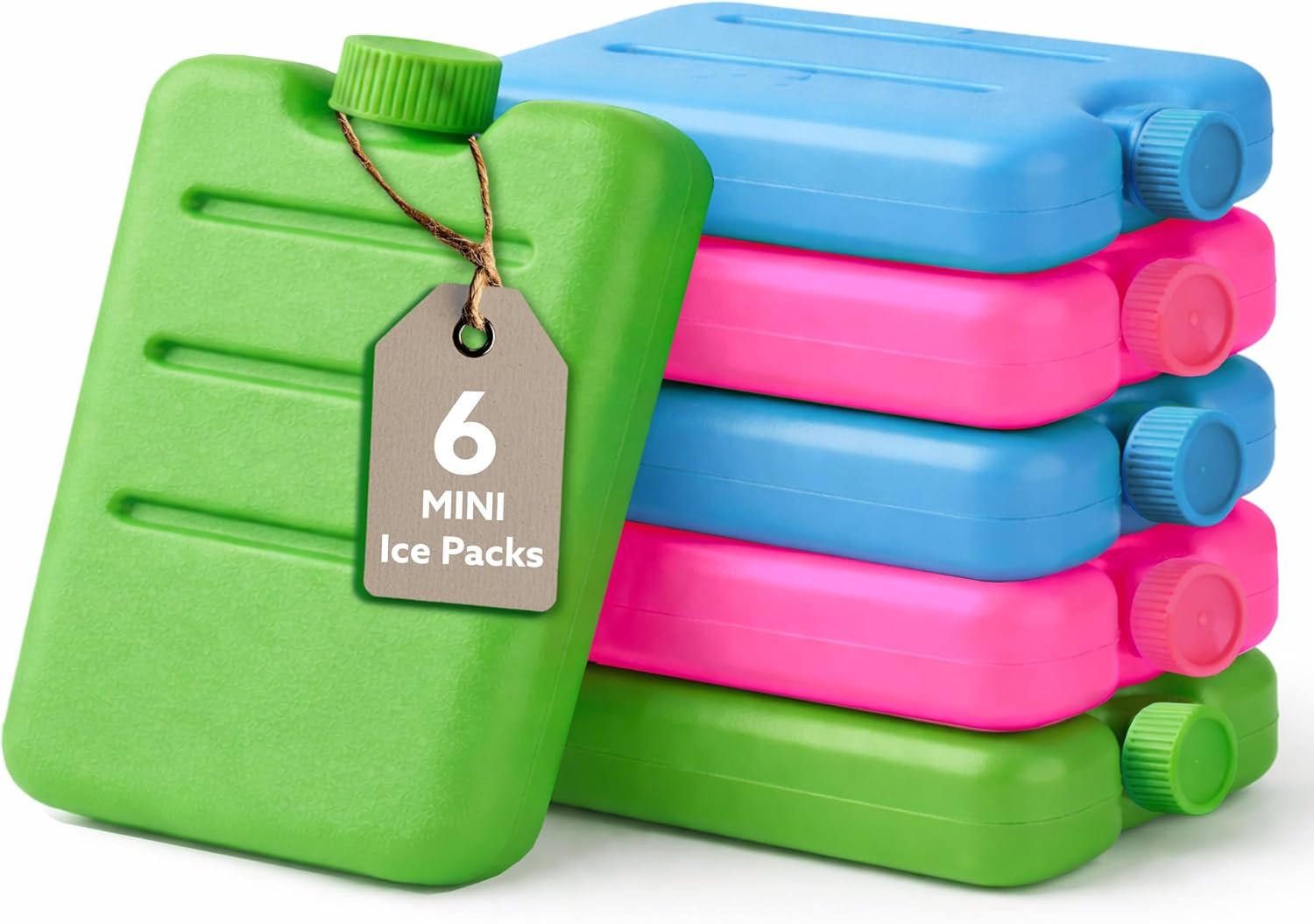 Kona Small Lunch Ice Packs Set of 6 – TSA Airline Compliant, Slim Reusable Freezer Packs, Approved Ice Replacement & Fits Most Anywhere, 3 X 3 Inches