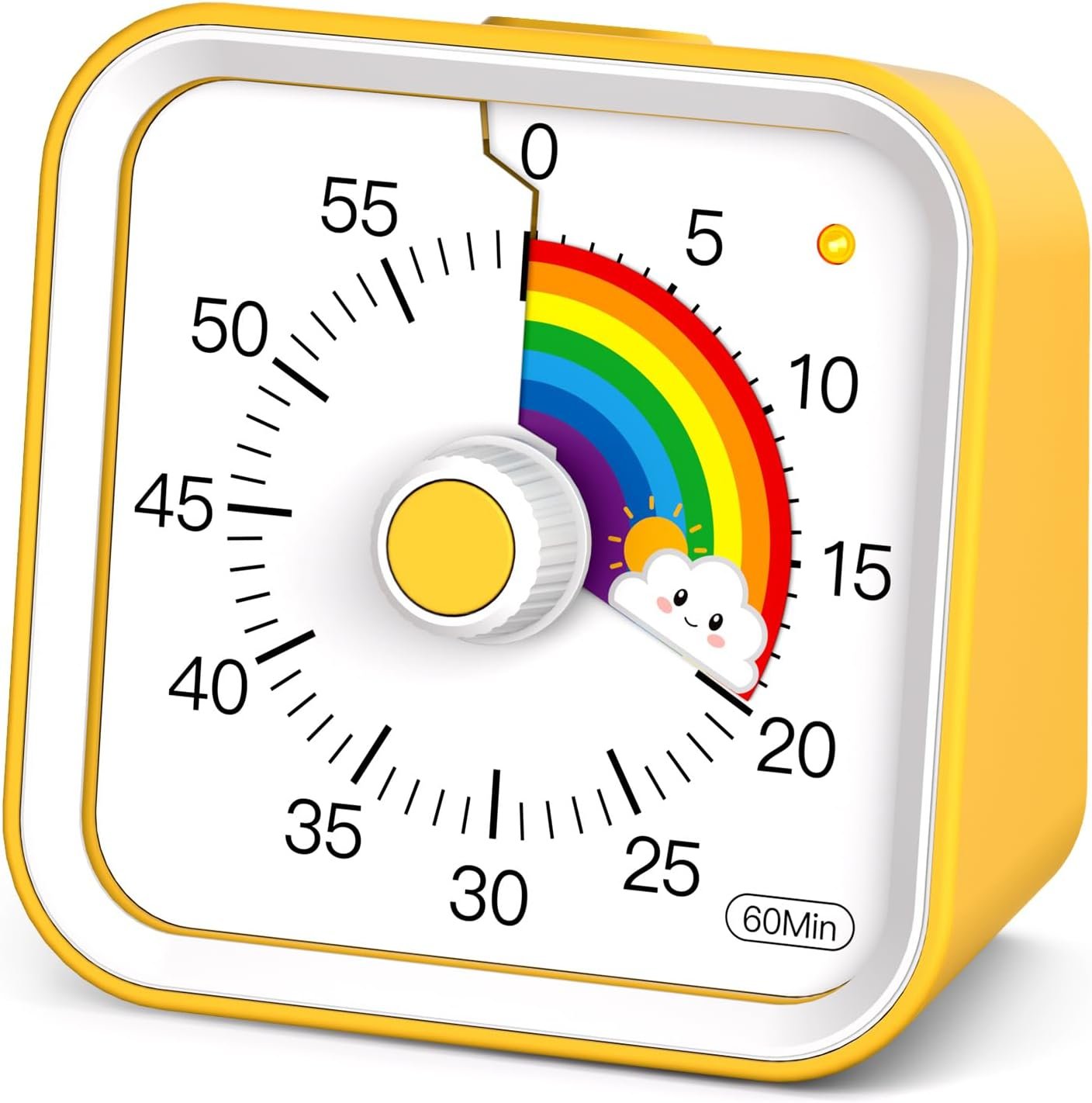 Visual Timer for Kids, Rainbow Timer with Pause Function, Yellow