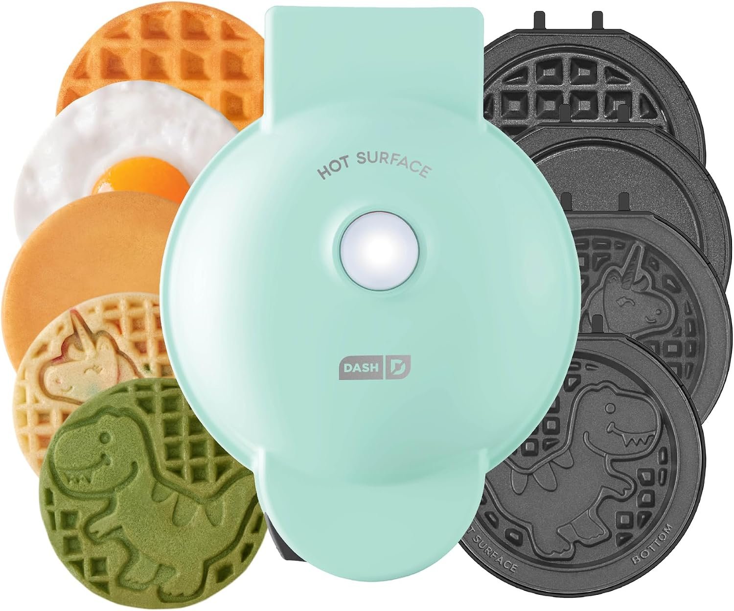 Dash MultiMaker Mini Waffle Maker, Removable Waffle & Griddle Plates, Aqua