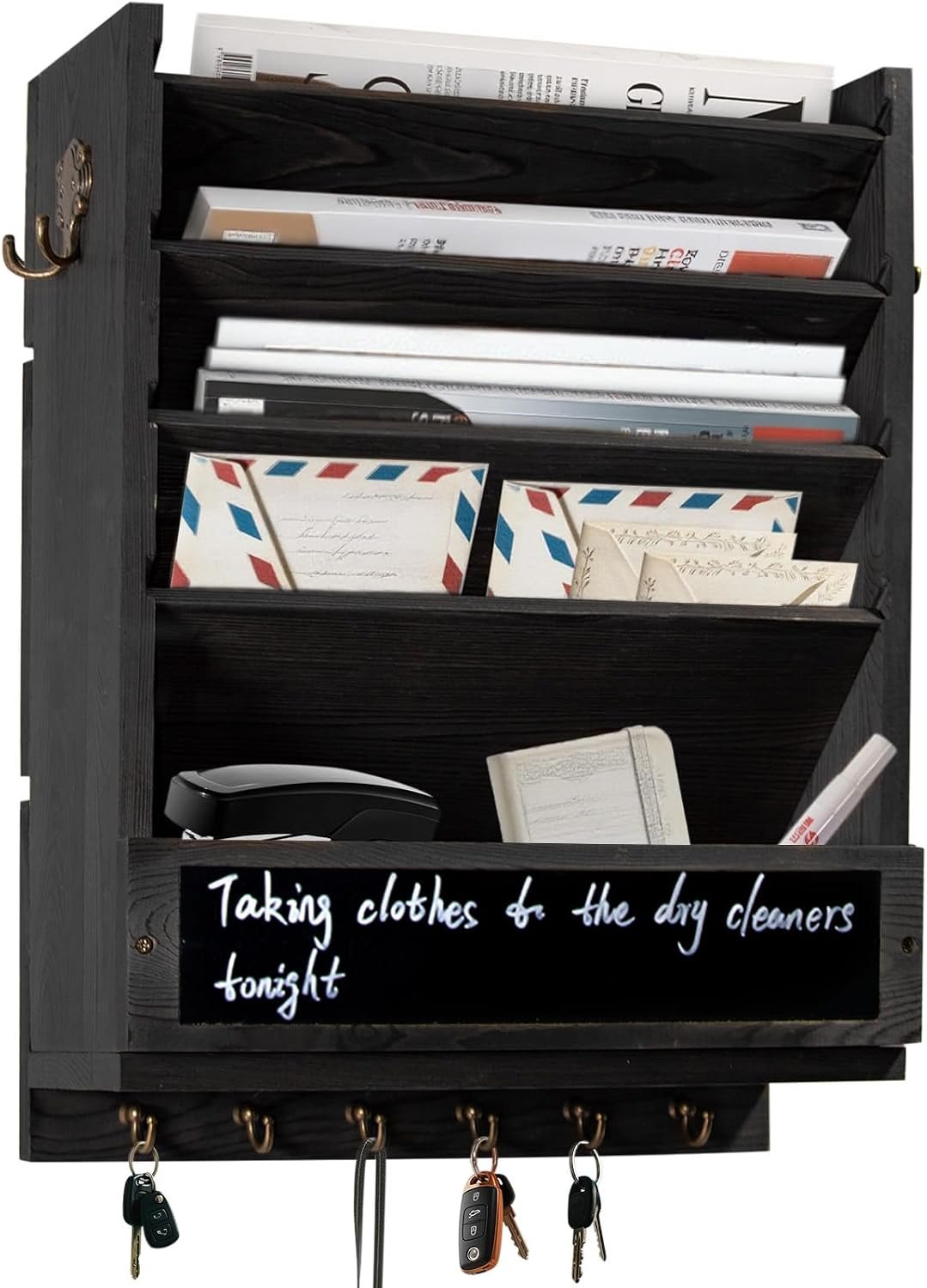 Rustic wall mail organizer,Key and Mail File Holder for Wall Mount