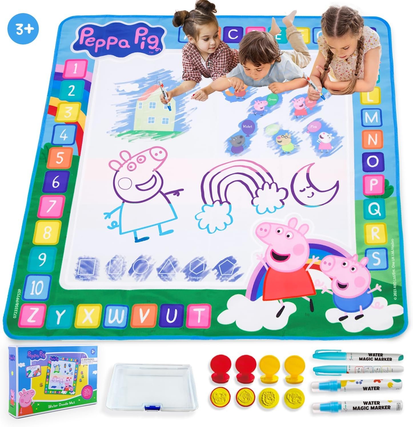 Kids Toys Water Doodle Mat – Peppa Pig Reusable Painting Writing Color Doodle Mat Drawing Board, Toddler Educational Toys for Age 3 and Up Year Old Girls & Boys (100cm x 100cm)