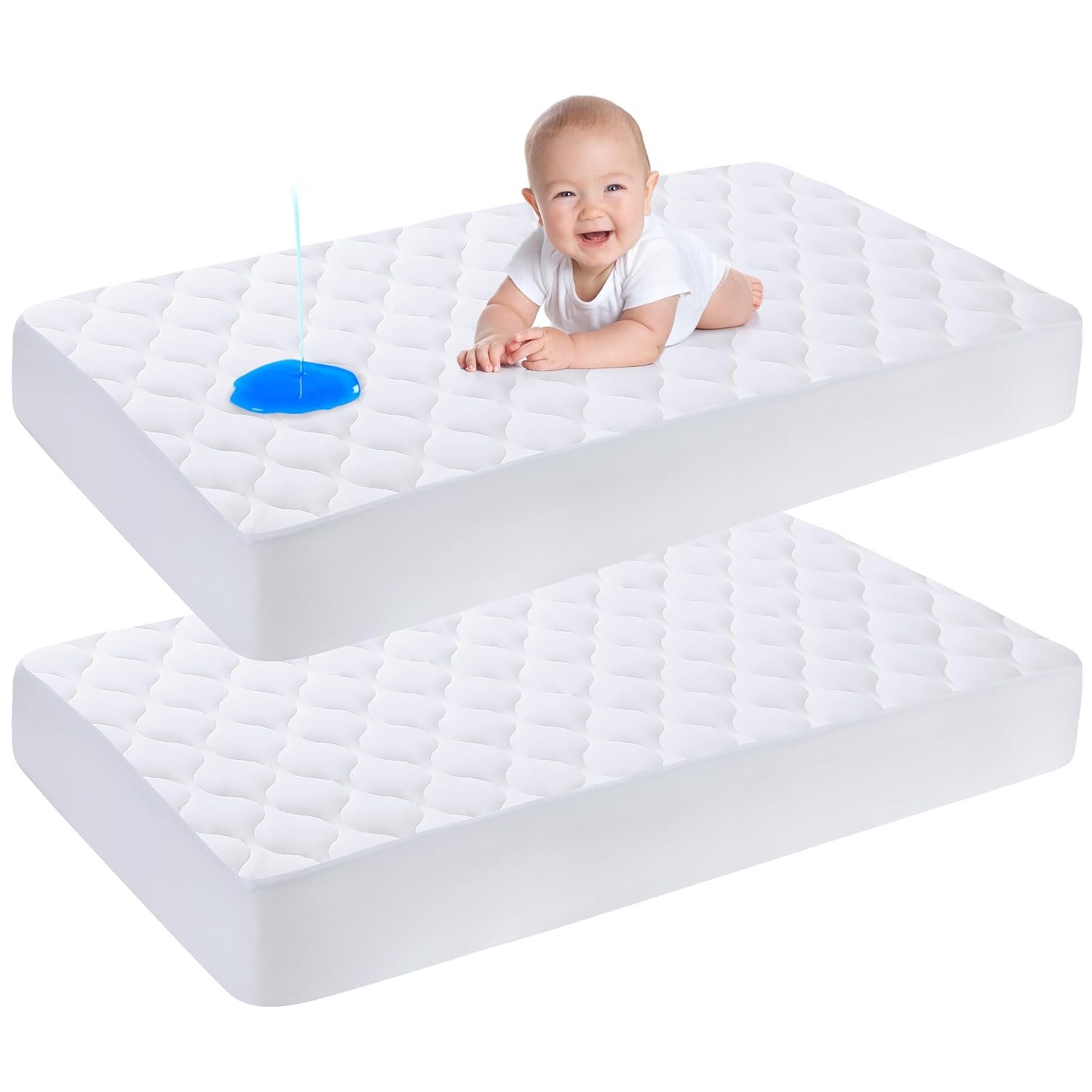 Yoofoss Waterproof Crib Mattress Protector Sheets Fitted 2 Pack 52”x28”