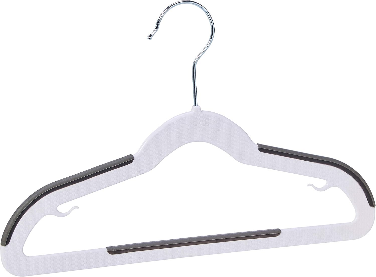 Amazon Basics Plastic Kids Clothes Hangers, Non-Slip, White and Black, 12.8″ x 8″ x 0.2″, 30-Pack