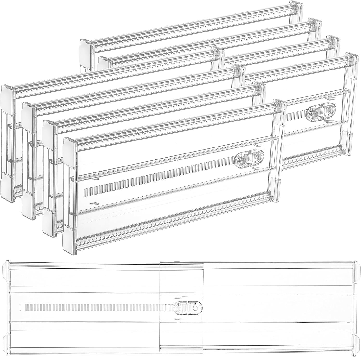 Vtopmart 6″ Tall Upgrade Drawer Dividers, 12.8″-22.3″ Expandable, 8 Pack