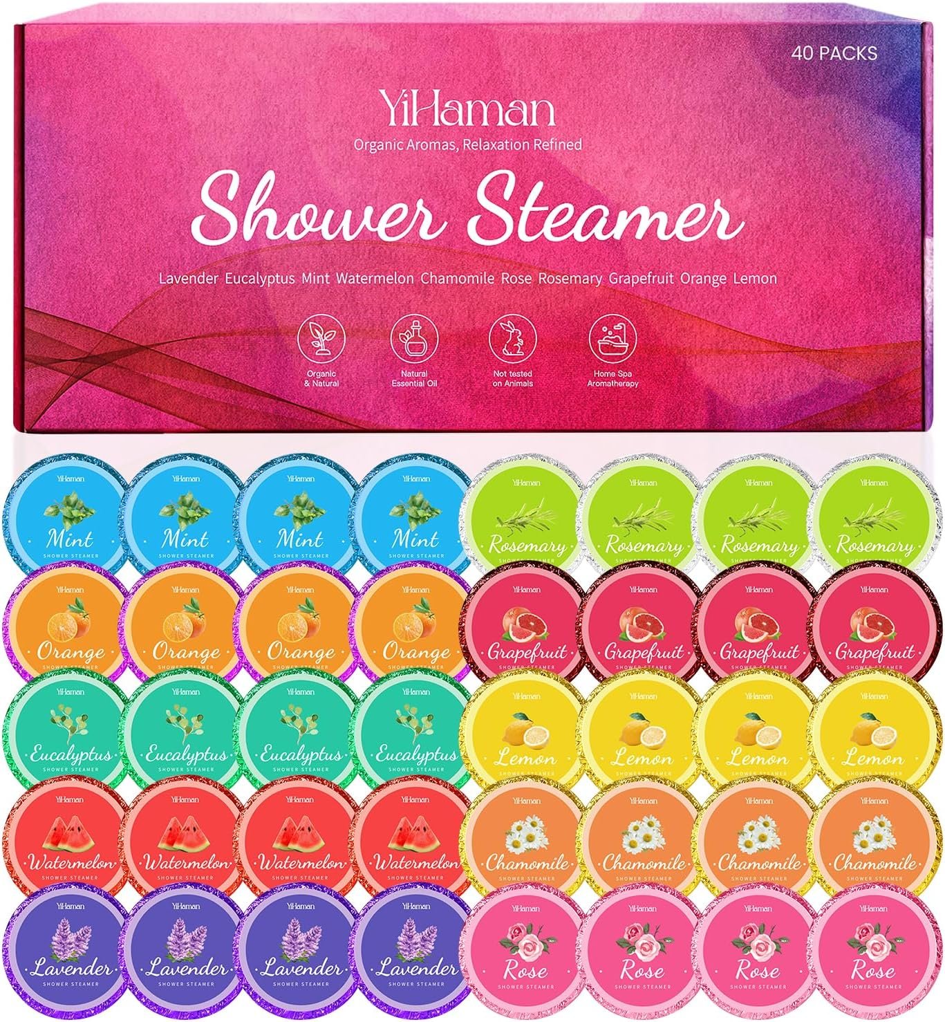 40PCS Shower Steamers Aromatherapy for Women or Men, 10 Scents Shower Bombs