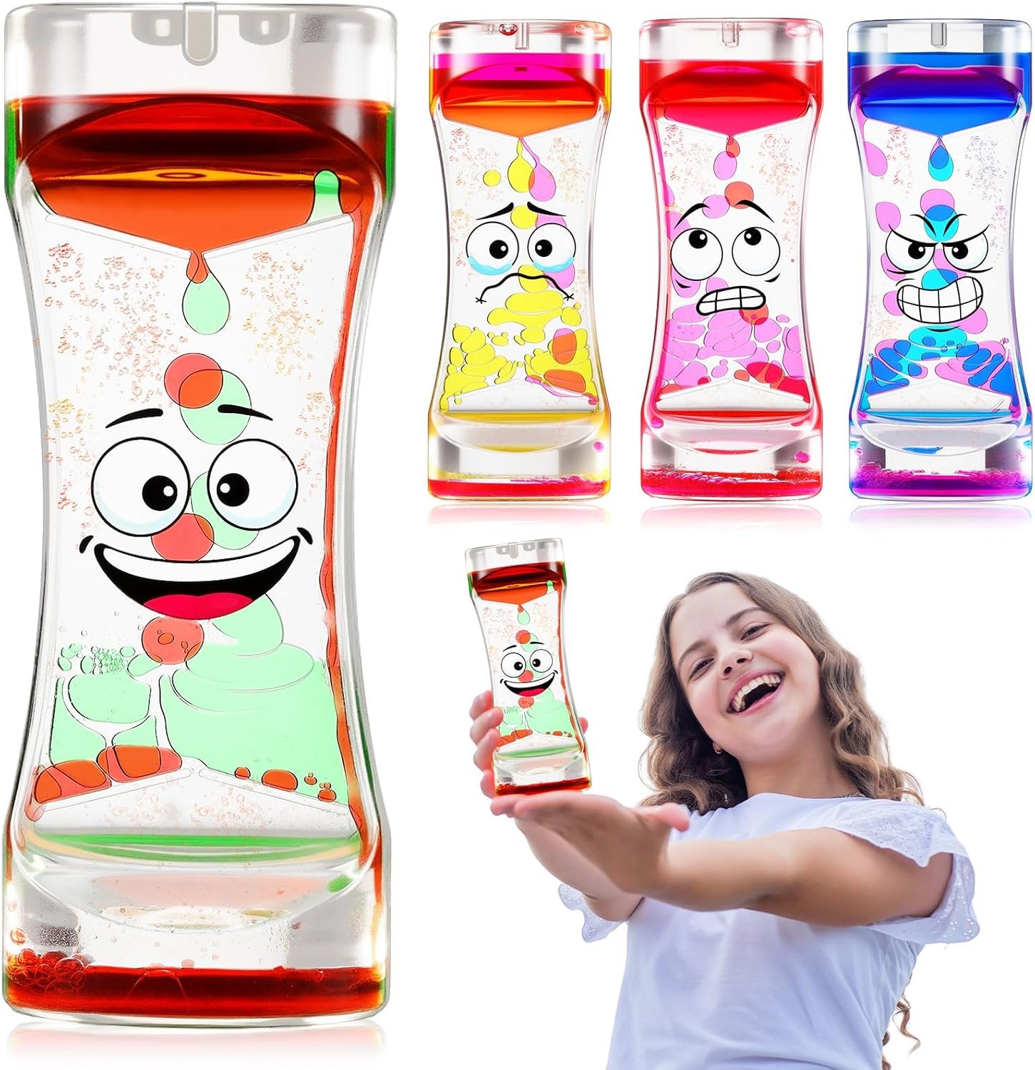 Shappy 4 Pcs Sensory Bottles Liquid Motion Bubbler Fidget Toy for Kids