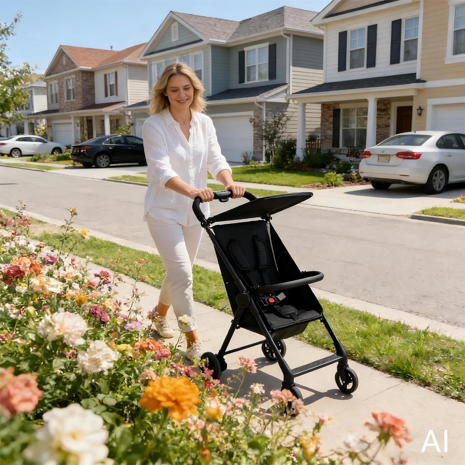 Lightweight Travel Baby Stroller, Compact Foldable Baby Stroller with Sun Visor, Convenience Airplane Strollers, Ultra-Compact One-Hand Foldable Stroller, Baby Airplane Travel Essentials (Black)
