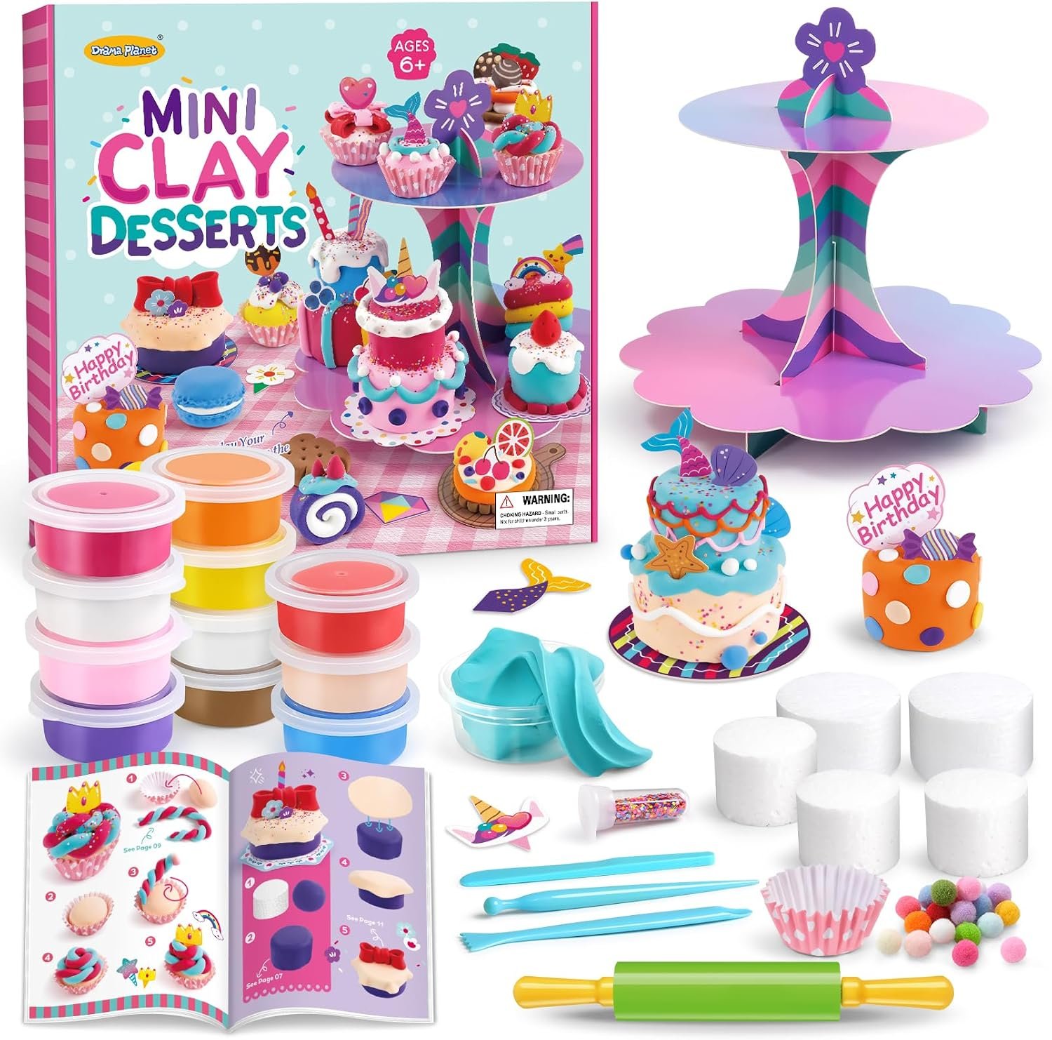 Drama Planet Mini Dessert Clay Kit for Kids, Make & Display Clay Treats