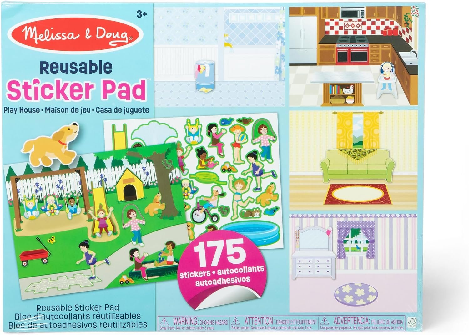 Melissa & Doug Reusable Sticker Pad Set: Play House – 175+ Reusable Stickers